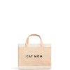 Small | WeProduce Petite Market Bag In Natural With "Cat Mom"