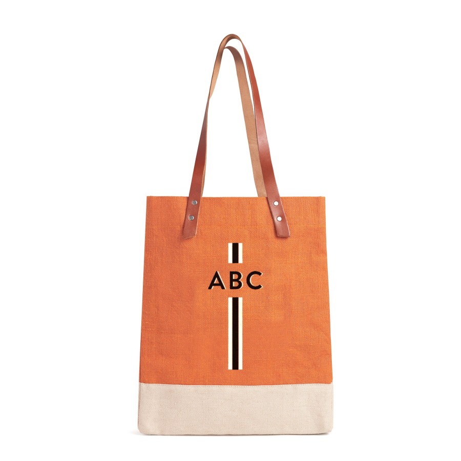 Medium | WeProduce Wine Tote In Citrus With Black Monogram