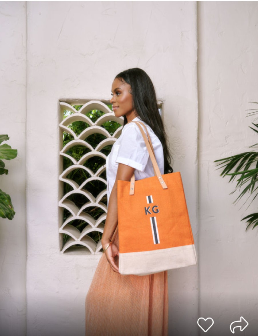 Medium | WeProduce Wine Tote In Citrus With Black Monogram